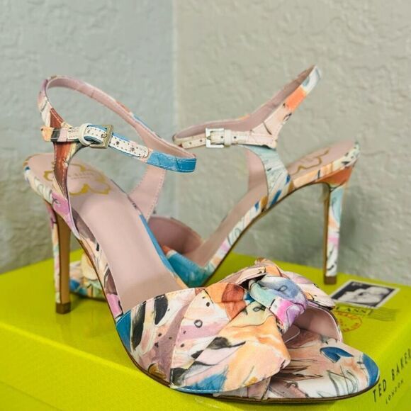 Ted Baker London Nestar Ankle Strap Heeled Sandal, Floral Multi, Size 10 NWT - Picture 7 of 16
